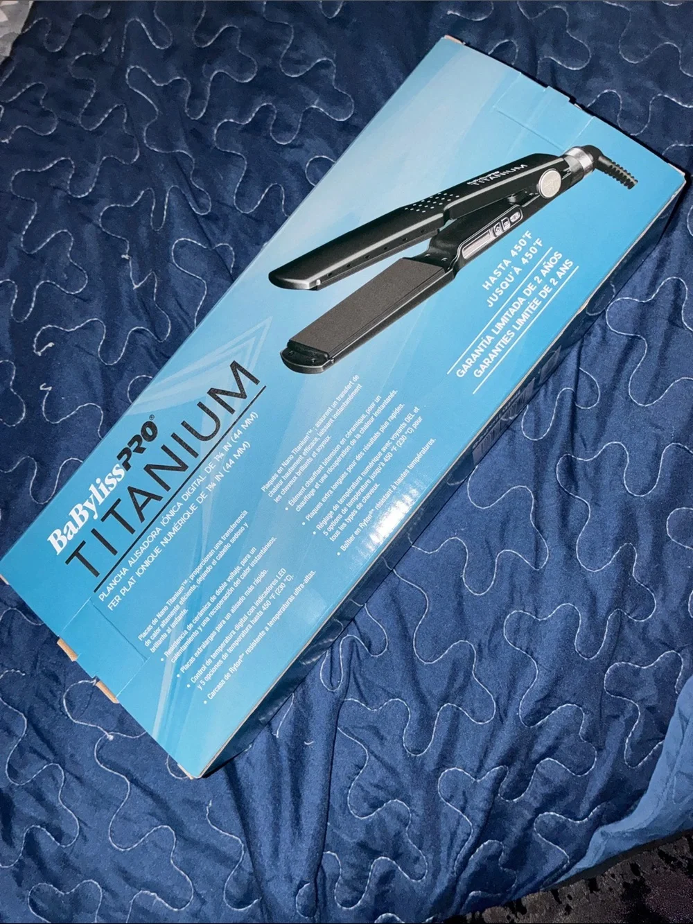 BaByliss Pro Titanium Hair Straightener - Black and Blue Packaging